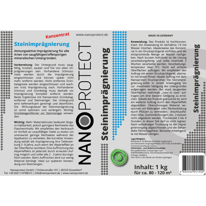 Nanoprotect Steinimprägnierung Konzentrat 1 kg für ca. 80-120 m²