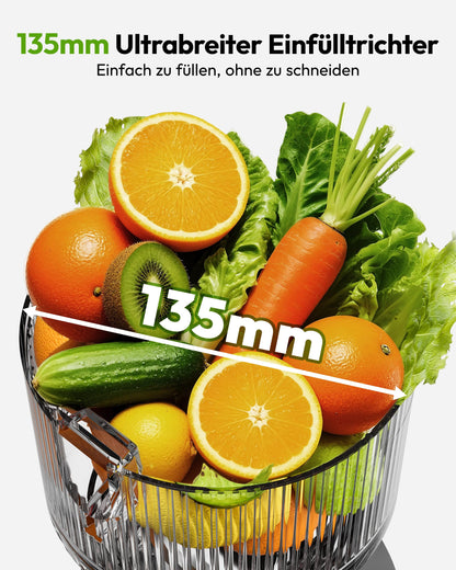 EUHOMY Slow Juicer ZM1909, Entsafter für Gemüse und Obst, 1,8 L