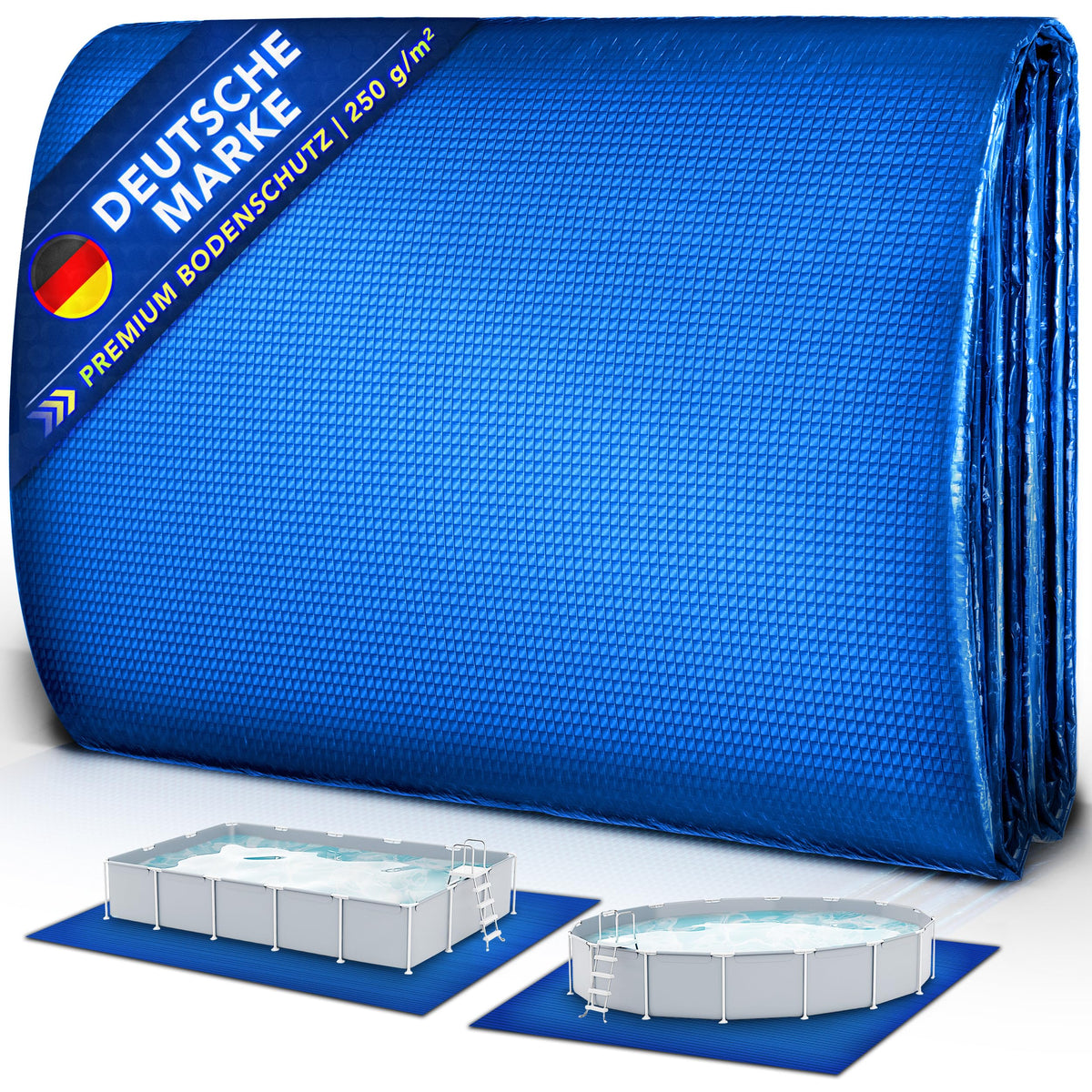 tillvex Pool Bodenplane 396 x 396 cm für Pools bis Ø 366 cm, quadratische PE-Plane