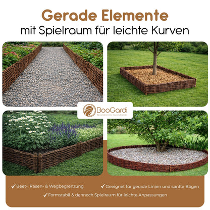 BooGardi Beeteinfassung aus Weide, Rasenkante 20 x 120 cm, 10er-Set