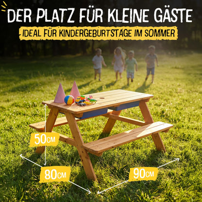 FRIEDO 2in1 Kindersitzgruppe aus lackiertem Holz mit Matschtisch
