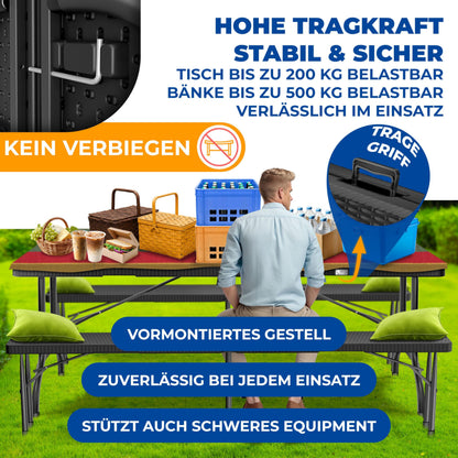 KESSER® Klapp-Bierzeltgarnitur 3-teilig – Rattan-Look 183cm