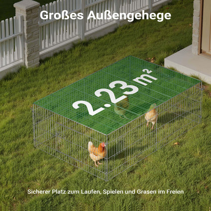 Wiltec Freilaufgehege für Kleintiere mit Sonnenschutz, 183 x 122 cm
