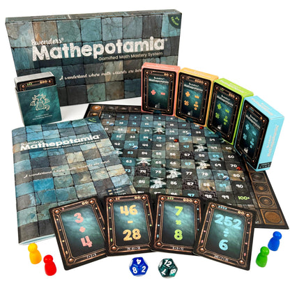 8wonders Mathepotamia Mathespiel, Lernspiel für Kinder mit Spielbrett und Karten