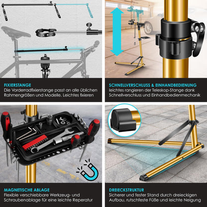 KESSER Profi Fahrrad Montageständer Aluminium – Gold