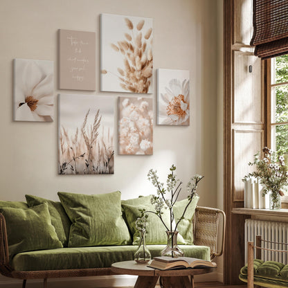 Muralo Wandbilder Set Boho Leinwand Beige 6-teilig 30x40 + 20x30 cm