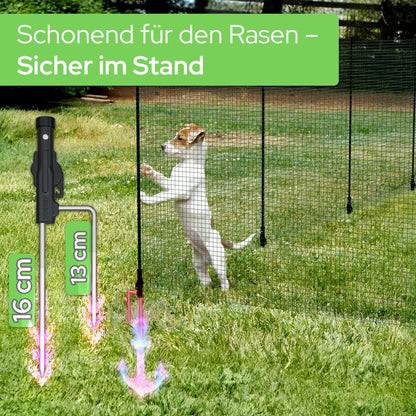 Arebos Mobiler Begrenzungszaun 25 m, 90 cm hoch, mit 15 Pfosten