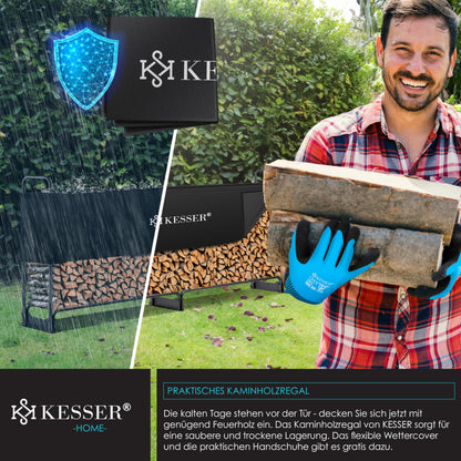 KESSER Kaminholzregal Metall Outdoor 260x117cm mit Abdeckung