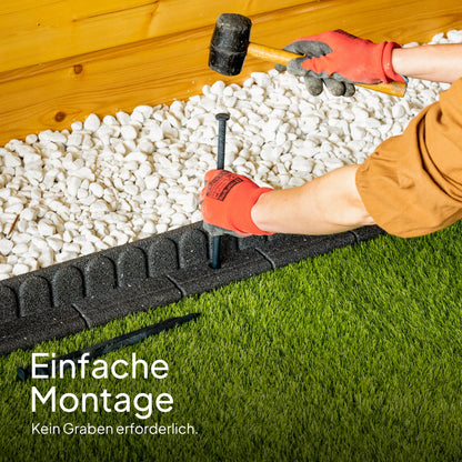 UNIGARDIA Rasenkante flexibel aus recyceltem Gummi, 4,6 m, Anthrazit