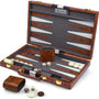 Queensell Backgammon Set 38 cm, Brettspiel im PU-Leder-Etui