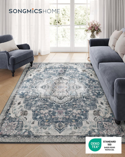 SONGMICS Home Vintage Teppich 160 x 230 cm, waschbar, Taubengrau