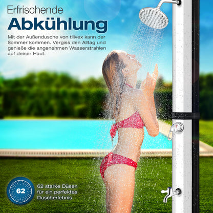 tillvex Solardusche 60 Liter mit Abdeckung und Fussdusche