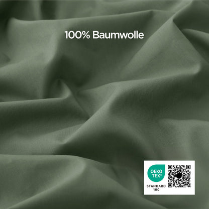BEDSURE Bettwäsche-Set 135x200 cm Baumwolle, 4-teilig, Grauolivgrün