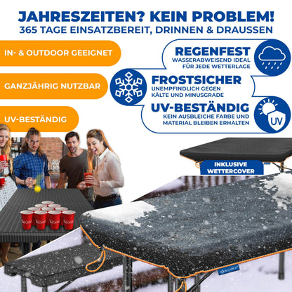KESSER® Klapp-Bierzeltgarnitur 3-teilig – Rattan-Look 183cm