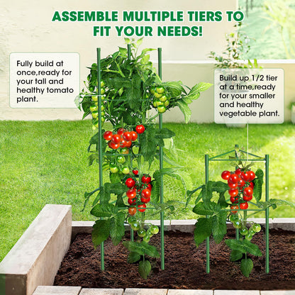 MQUPIN Tomaten Rankhilfe 130 cm Metall, 6 Stück, höhenverstellbar