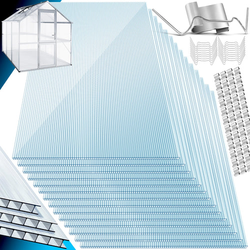 KESSER Polycarbonat Doppelstegplatten 4mm – 14 Stk. 10.25m² (60.5x121): Transluzente Doppelstegplatten zur Gewächshausverglasung; bieten Wärmedämmung.