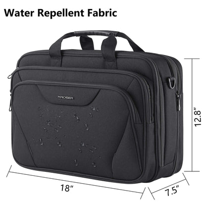 KROSER Laptoptasche 18 Zoll, erweiterbar, wasserabweisend