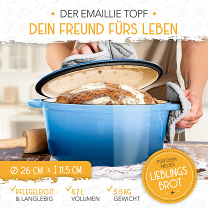 KRUSTENZAUBER Gusseisen Brotbacktopf - Emaille 26cm