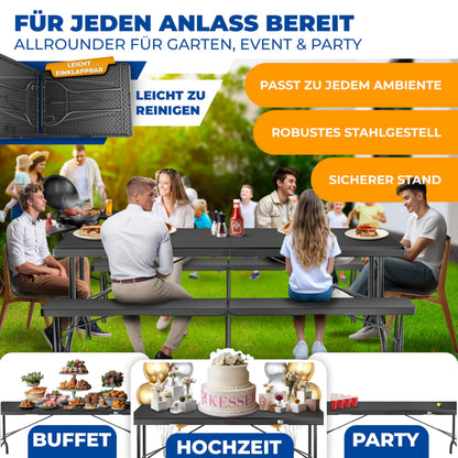 KESSER® Klapptisch Buffettisch Kunststoff 183x76cm Anthrazit