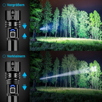Glarylight LED Taschenlampe aufladbar, XHP70.2, 5 Modi, IPX7, 2 Stück