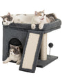 Aechonow Kratzbaum für grosse Katzen mit Katzenhöhle, dunkelgrau, mit Sisal-Kratzstamm und grosser Liegefläche