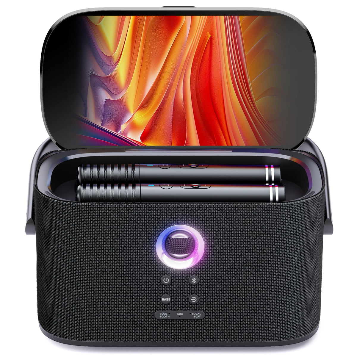Ikarao Shell S2 Karaokemaschine mit Textanzeige und 2 Mikrofonen