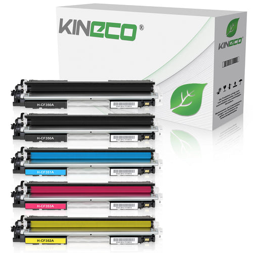 Kineco 5 Toner Set kompatibel für HP CF350A-CF353A - Multipack. CMYK-Tonerkartuschen für Farbdrucke in HP Laserdruckern.