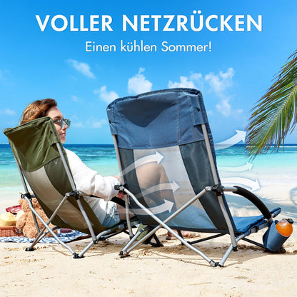 Portal Strandstuhl 2er-Set, faltbarer Campingstuhl mit Getränkehalter