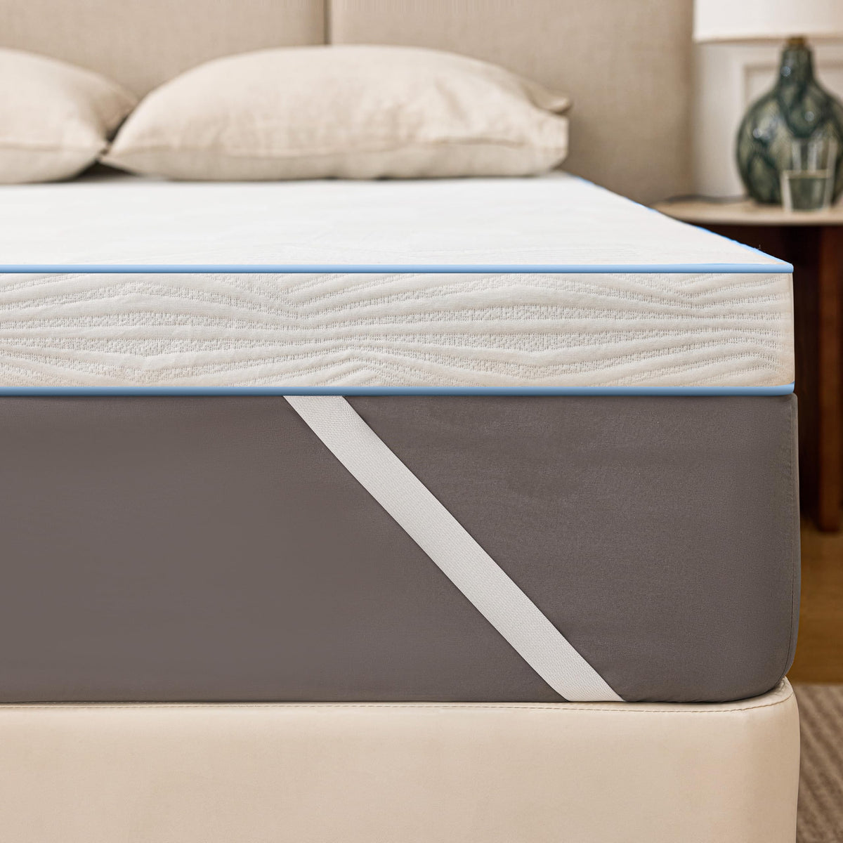 Solviente Matratzentopper 160x200 cm H3, Memory Foam & Kaltschaum mit abnehmbarem Bezug und Eckbändern