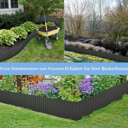 AufuN Rasenkante Metall verzinkt, Wellenform, Anthrazit, 18 cm, 20 m