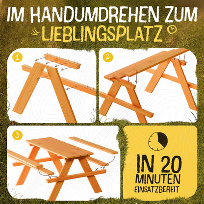 FRIEDO Kindersitzgruppe aus Holz mit Sitzkissen für Garten