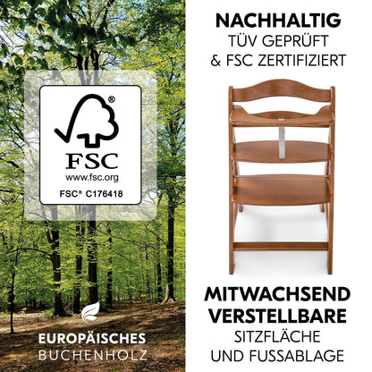 hauck Alpha+ Newborn Set Deluxe Baby Holz Hochstuhl - Walnut