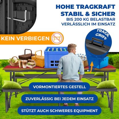 KESSER® Klapptisch Buffettisch Kunststoff 183x76cm Anthrazit