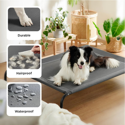 BEDSURE Hundeliege erhöht, Outdoor Hundebett grau, 124x80 cm