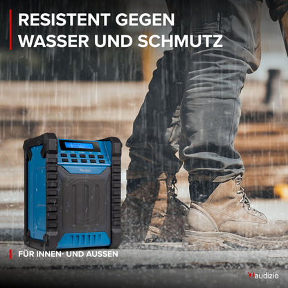 Audizio Jobsite Baustellenradio DAB+ mit Bluetooth, Akku und IP54