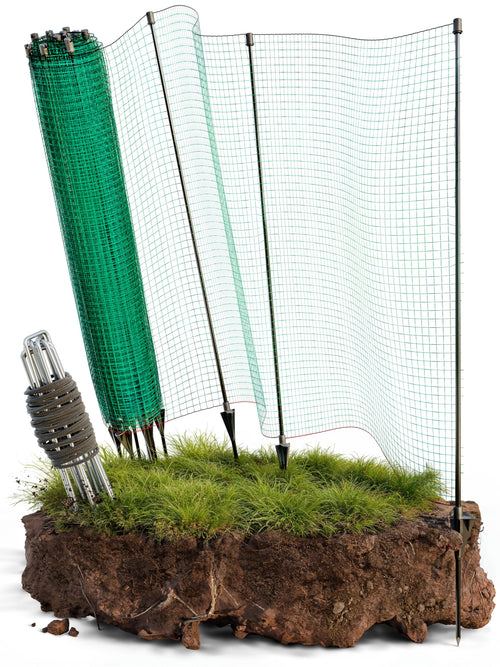 Smabix Mobiler Steckzaun 15 m x 90 cm, Komplett-Set Hundezaun als Netzzaun zum Einstecken