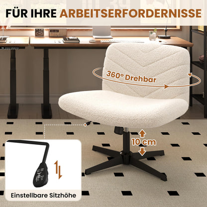 Yaheetech Schneidersitz Bürostuhl Schreibtischstuhl - Elfenbein