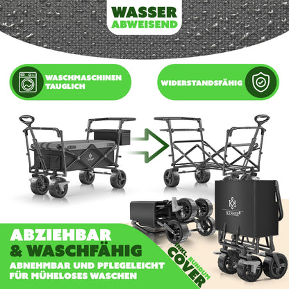 KESSER Bollerwagen GT9000 faltbar mit Dach – Hartgummi-Räder
