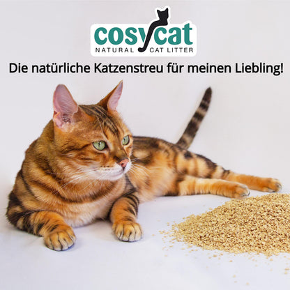 COSYCAT Katzenstreu Klumpstreu aus Holz, fein, 2 x 20 l