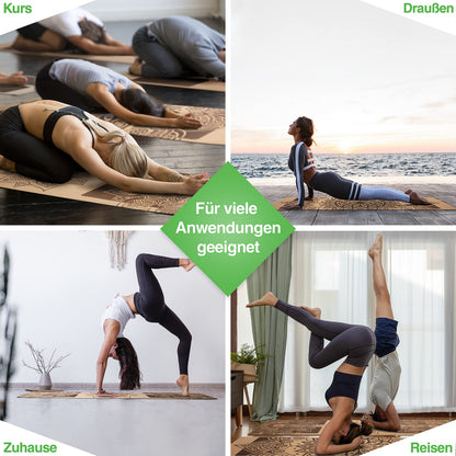 BACKLAXX Yogamatte Kork Fitnessmatte - Naturkautschuk