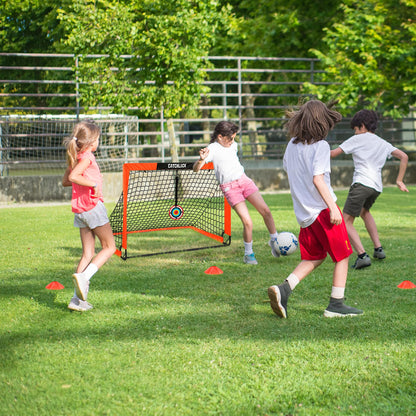 CATCHLUCK Fussballtor Kinder Pop Up 2er Set mit Fussball und Kegeln