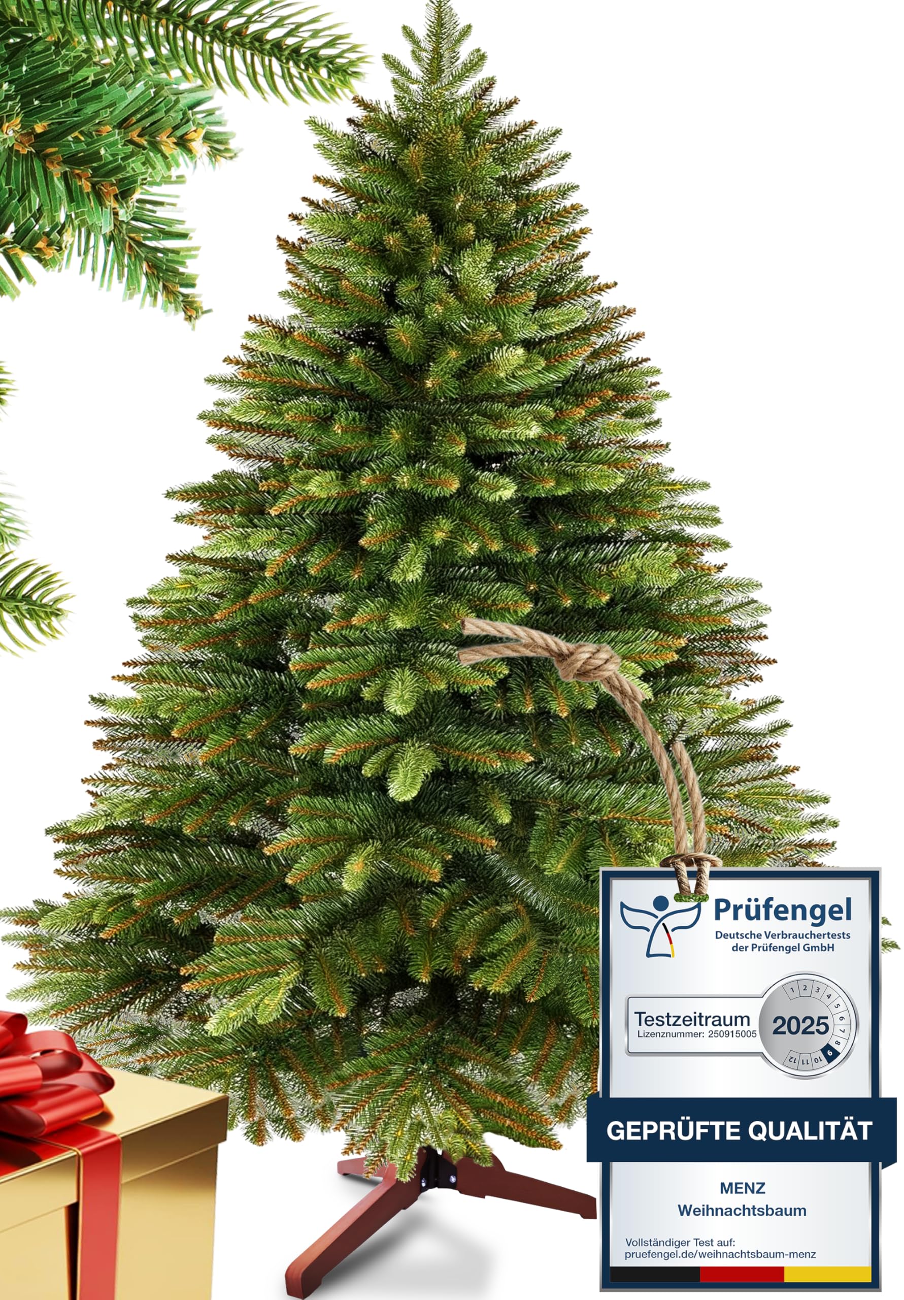 Menz Premium Künstlicher Weihnachtsbaum – Grün 180 cm. Konischer, dicht benadelter Baum zur wiederverwendbaren Weihnachtsdekoration.