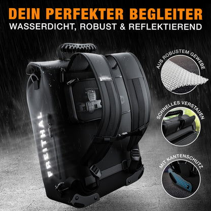 FREITHAL 3in1 Fahrradtasche 25L, Rucksack & Gepäckträgertasche