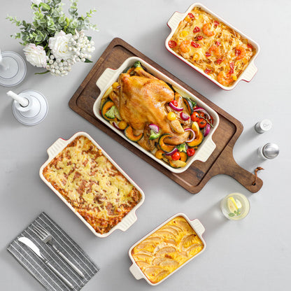 MALACASA Bake.Bake Auflaufform-Set 4-teilig Keramik Rot