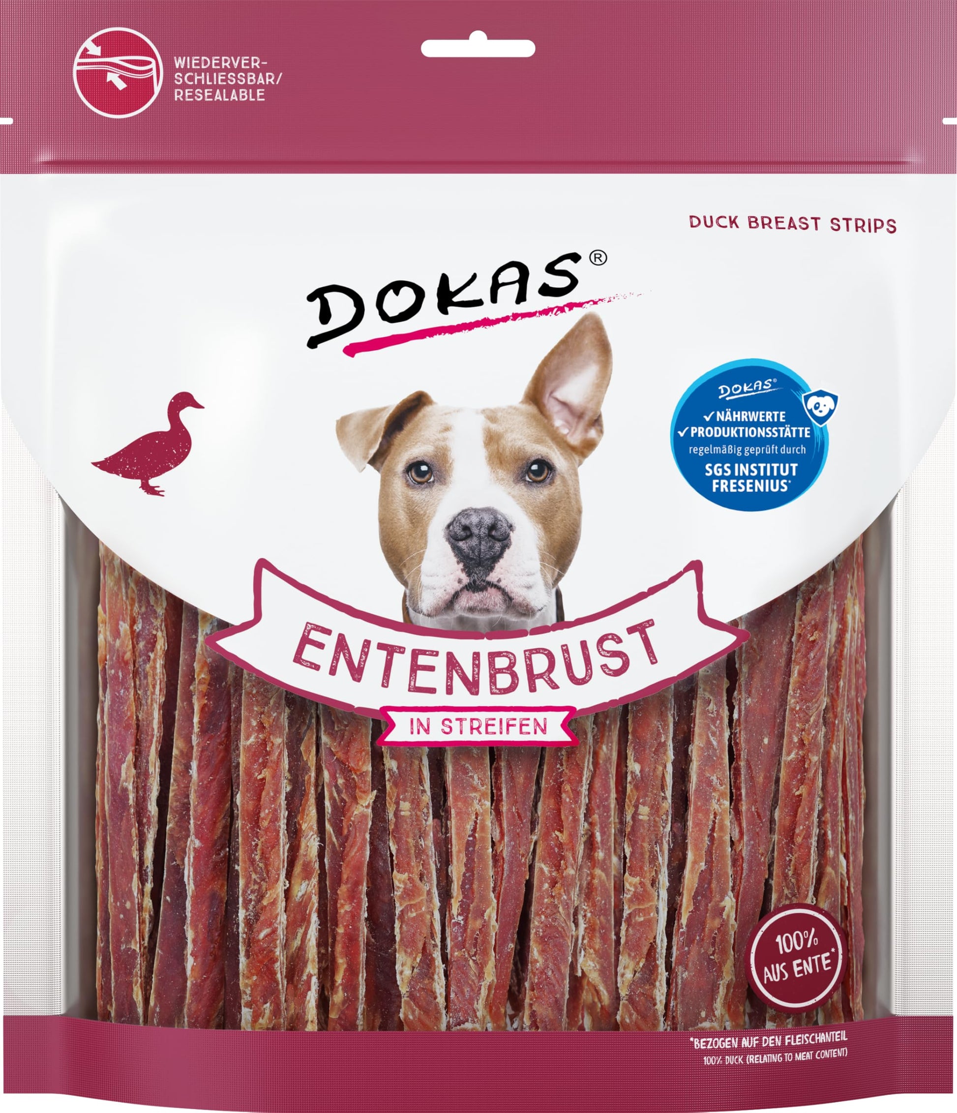 DOKAS Getreidefreier Premium Hundesnack Streifen Entenbrust 500g 6er Pack: Dunkle Streifen. Getreidefreies Ergänzungsfuttermittel zur Belohnung.