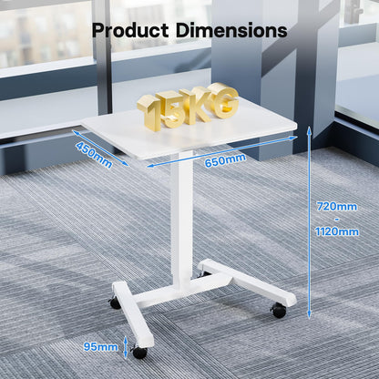 BONTEC Stehpult 65x45cm Höhenverstellbar mit Rollen - Weiss