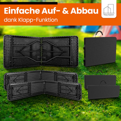 NewHabitat Bierzeltgarnitur klappbar, 3-teilig, Kunststoff, Schwarz