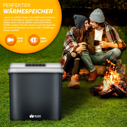 tillvex Kühlbox elektrisch 32L Mini-Kühlschrank 12V/230V - Grau