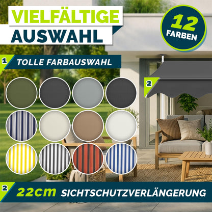 tillvex Klemmmarkise mit Handkurbel, Balkonmarkise 300 cm in Grau