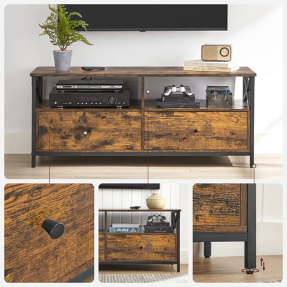 VASAGLE LTV300B01 TV-Schrank - Vintagebraun-Schwarz 120cm
